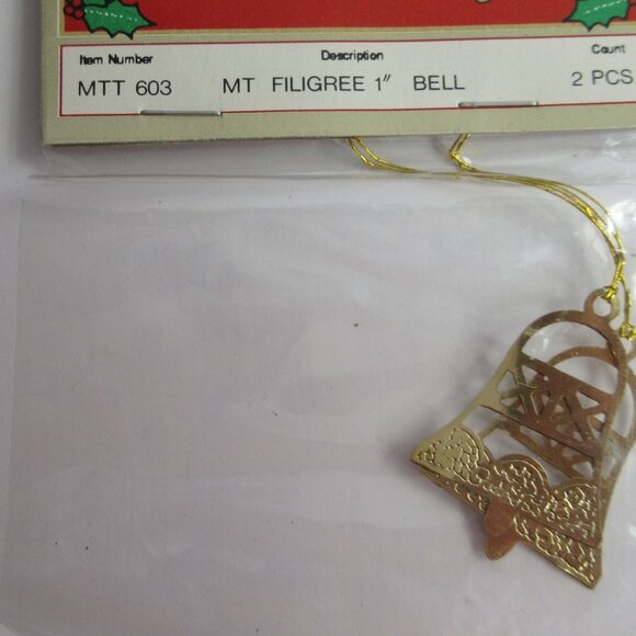 Mini Christmas Medley Metal Cloisonné & Filagree Lot 8 NOS Vintage Ornaments - Picture 6 of 11